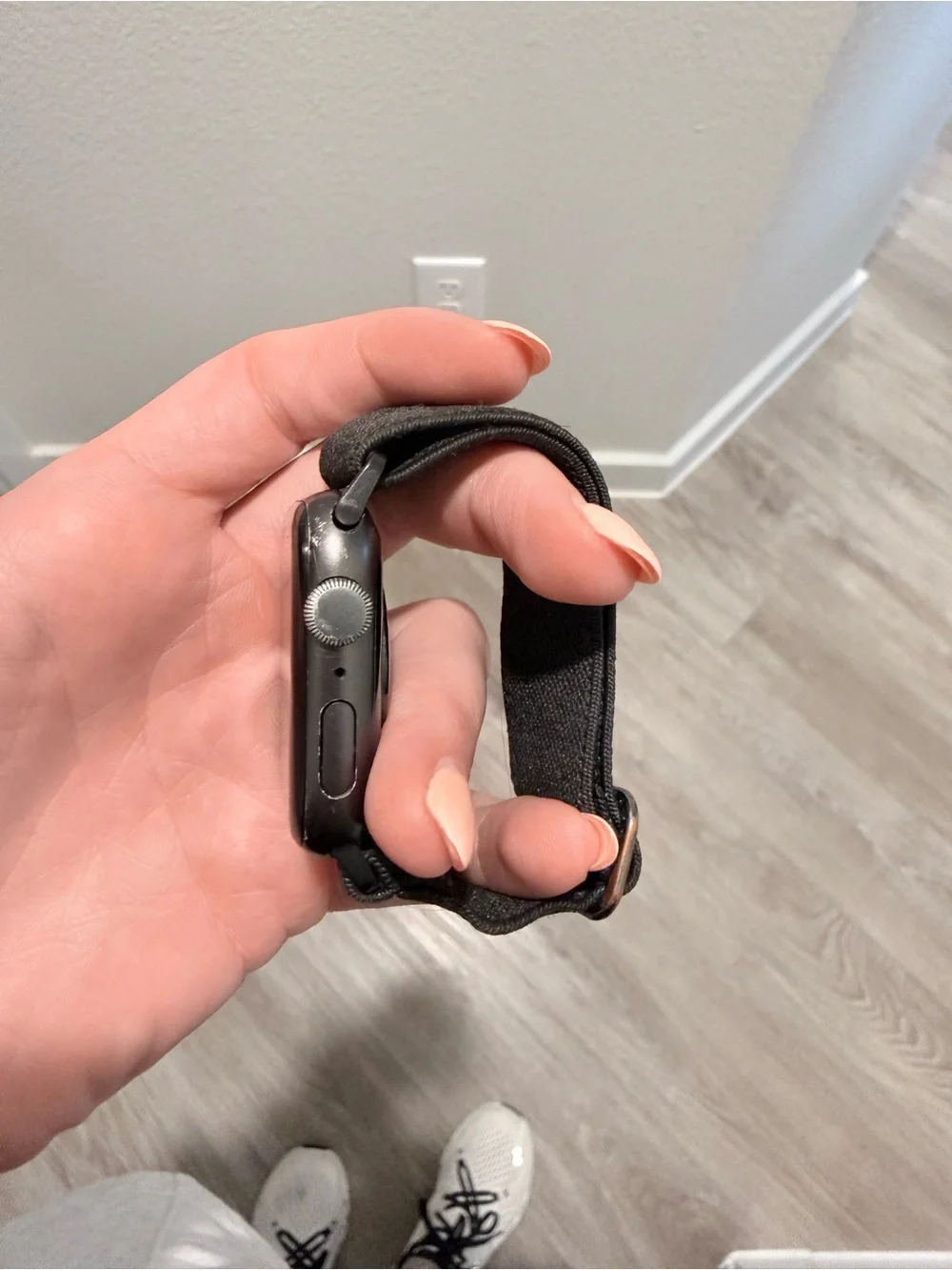 Apple Black Smartwatch with Black Nylon Loop Band
